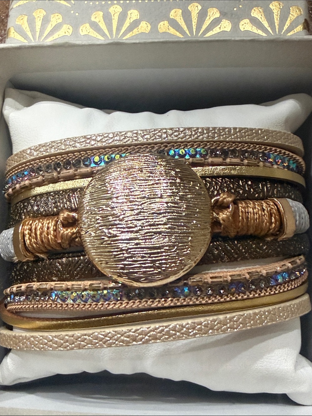 Saachi Multi-Strand Gold and Bronze Women’s Statement Bracelet